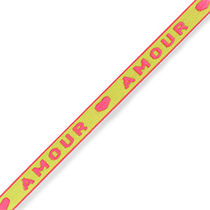 Nastro con testo "amour" neon verde-rosa