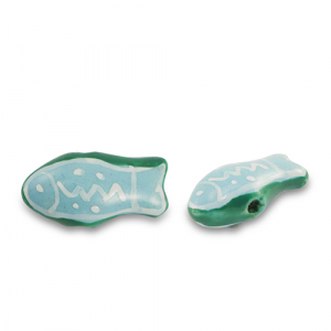 Perline di ceramica pesce blu-verde