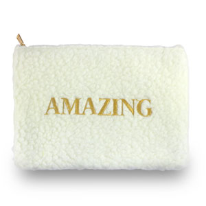 Pochette porta cosmetici Teddy "AMAZING" biancastro-oro