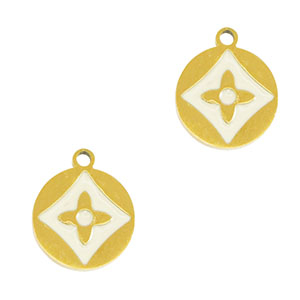 Ciondoli in acciaio inossidabile fiore rotondo oro-bianco