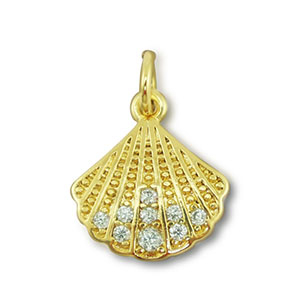 Metallo TQ in ottone ciondolo conchiglia oro