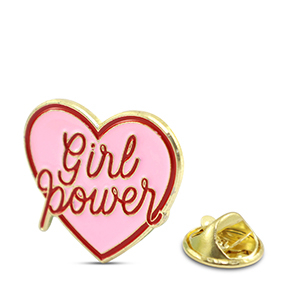 Pins cuore "Girl power" rosa-rosso-oro