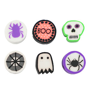 Perline di polimero Halloween multicolore arancione-nero-bianco