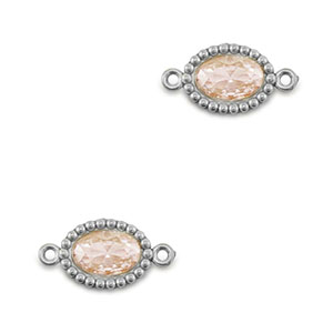 Distanziatore in acciaio inossidabile zircone ovale argento-arancione chiaro