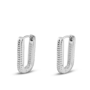 Metallo TQ in ottone orecchini ovale argento