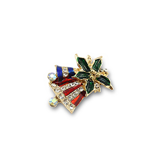 Broches campanelle di Natale oro-rosso-verde-blu