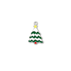 Ciondoli di metallo albero di natale argento-bianco-verde-giallo