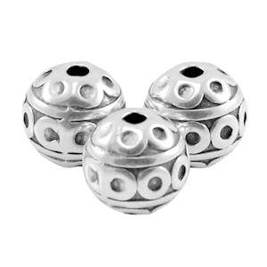 Perline di metallo DQ 8mm con decorazione argento antico (privo di nichel)