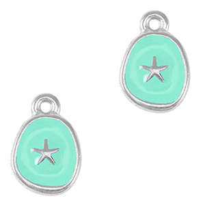 Ciondoli di metallo DQ stella marina argento antico-blu veraman (privo di nichel)