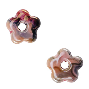 Perline di ceramica greca DQ fiore rosa-nero