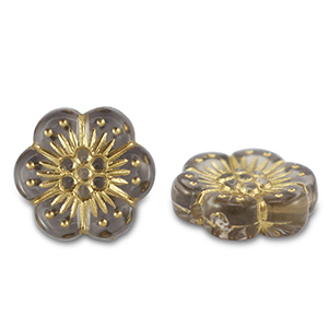 Perline in acrilico fiore grigio-oro