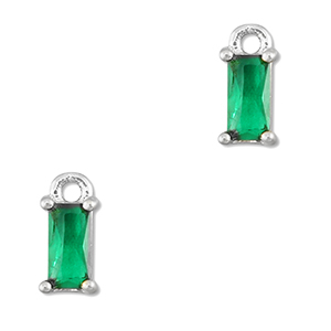 Pendenti di vetro Crystal Glass rettangolo verde smeraldo-argento