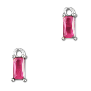 Pendenti di vetro Crystal Glass rettangolo rosa scuro-argento