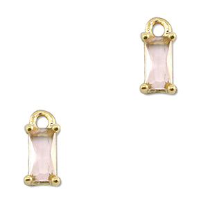 Pendenti di vetro Crystal Glass rettangolo rosa chiaro-oro
