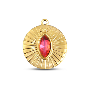 BY31&reg; Ciondoli in acciaio inossidabile tonda oro-rosa opale delicata