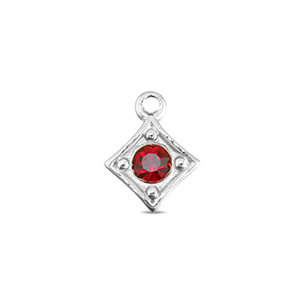 BY31&reg; Ciondoli in acciaio inossidabile rombo argento-rosso rubino