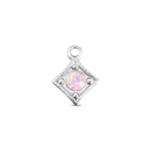 BY31&reg; Ciondoli in acciaio inossidabile rombo argento-rosa opale delicata
