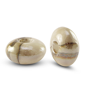 Perline di ceramica greca DQ rondella grigio beige