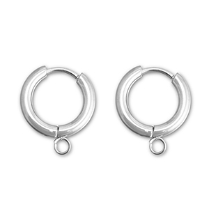 Orecchini in acciaio inossidabile a cerchio con anellino 13mm argento