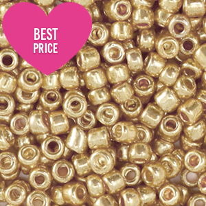 Perline di vetro rocailles 8/0 (3 mm) oro metallico luminoso