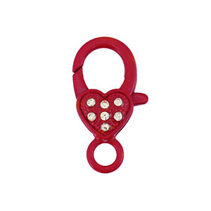 Componenti colorati chiusura moschettone cuore rosso