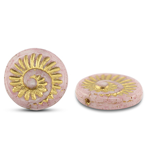 Perline Rep. Ceca fossil shell 18mm rosa malva chairo-oro