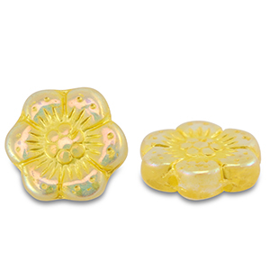 Perline Rep. Ceca boho flower 14mm trasparente giallo-rivestimento AB