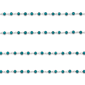 Componenti in acciaio inossidabile catena a rol&ograve; tonda argento-turchese blu