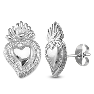 Orecchini in acciaio inossidabil cuore argento