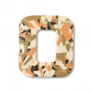 Pendenti di polimero quadrato marrone-rosa-bianco-oro