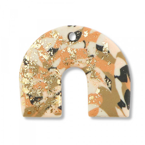 Pendenti di polimero ad arco marrone-rosa-bianco-oro