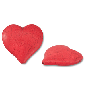 Perline di ceramica cuore rosso
