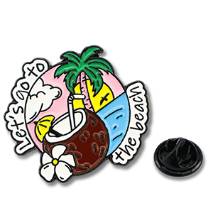 Pins "Let's go to the beach" rosa-bianco-marrone