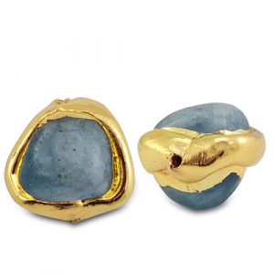 Perline in pietra naturale Berillo irregolare blu grigio-oro