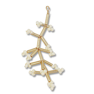 Pendenti con perline di vetro fiore oro-biancastro