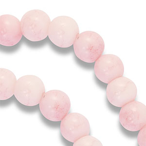 Perline di vetro 8mm rosa foschia-bianco