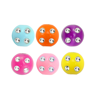 Perline in acrilico con look strass multicolore-argento