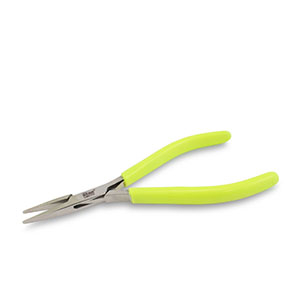 Beadsmith pinza a punta piatta con molla giallo neon-argento