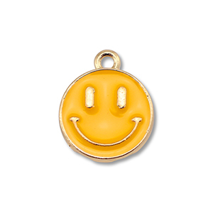 Ciondoli di metallo smalto smiley oro-arancione chiaro
