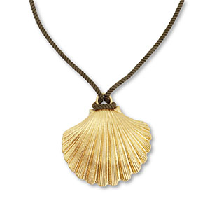 Collane accattivanti cordino con conchiglia verde scuro-oro