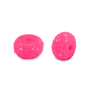 Perline in resina rondella 12mm rosa neon
