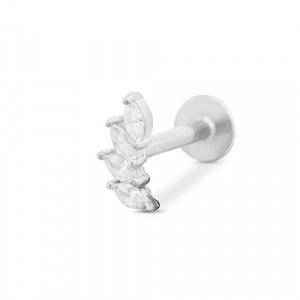 Piercing all'orecchio in acciaio inossidabile foglia argento