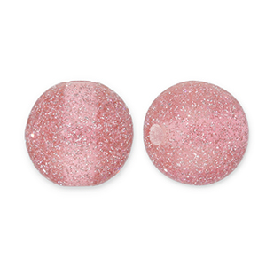 Perline in acrilico con glitterato 12 mm rosa malva-argento