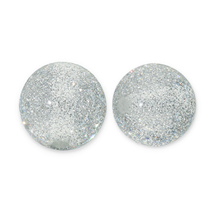 Perline in acrilico con glitterato 12 mm grigio-argento