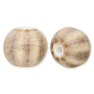 Perline di ceramica con strisce 12mm tortora chiaro