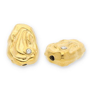 Perline in acciaio inossidabile ovale con strass oro-trasparente