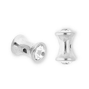 Perline in acciaio inossidabile diabolo con strass argento-trasparente