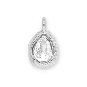 Ciondoli in acciaio inossidabile goccia con faccetta argento-trasparente