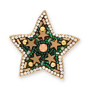 Broches stella verde-cristallo-marron