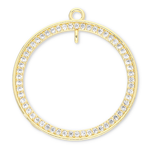 Metallo TQ in ottone ciondolo tonda con anellino oro-trasparente